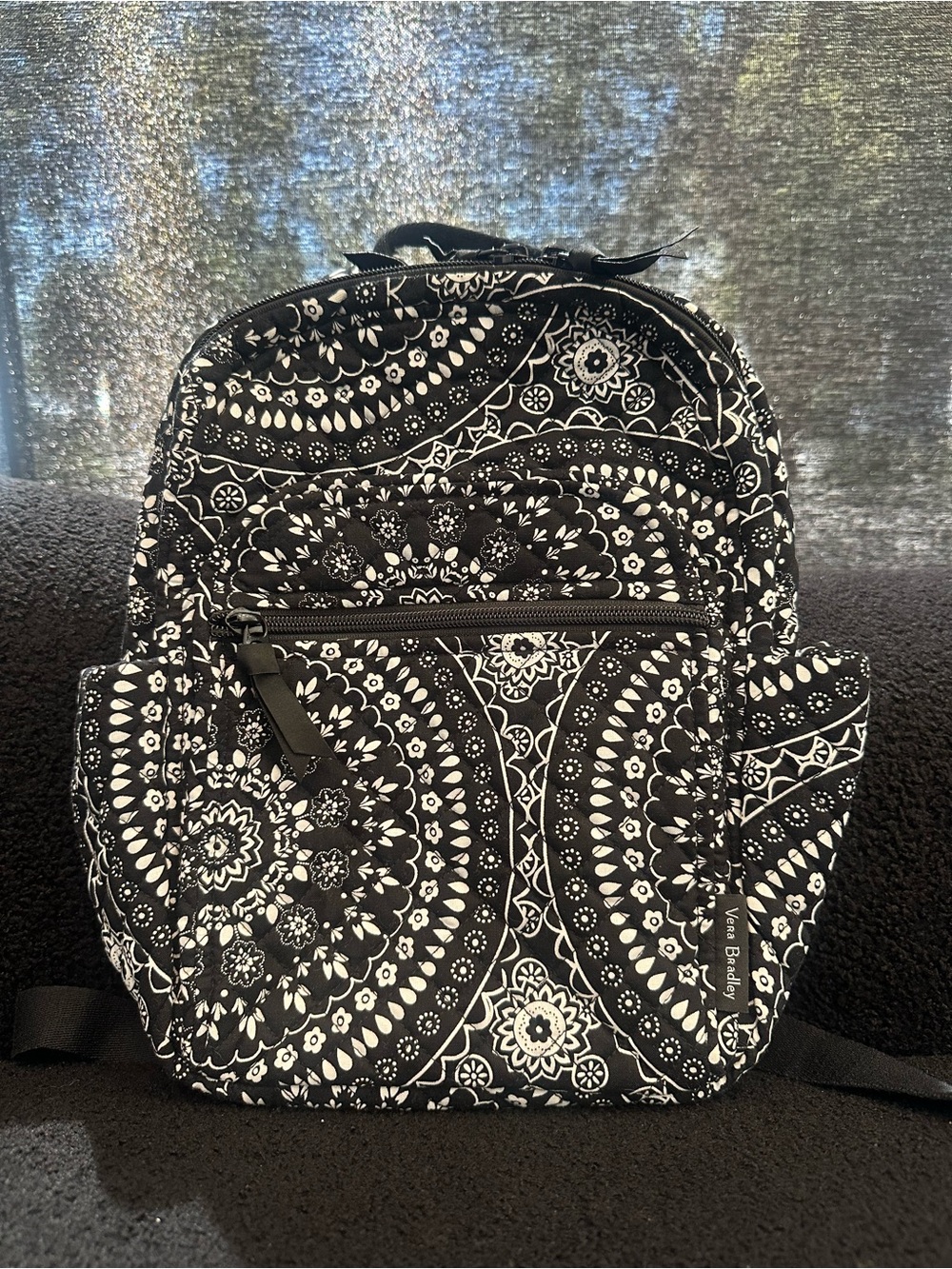 Vera Bradley Mini Backpack "Black Bandana Medallion" Pattern